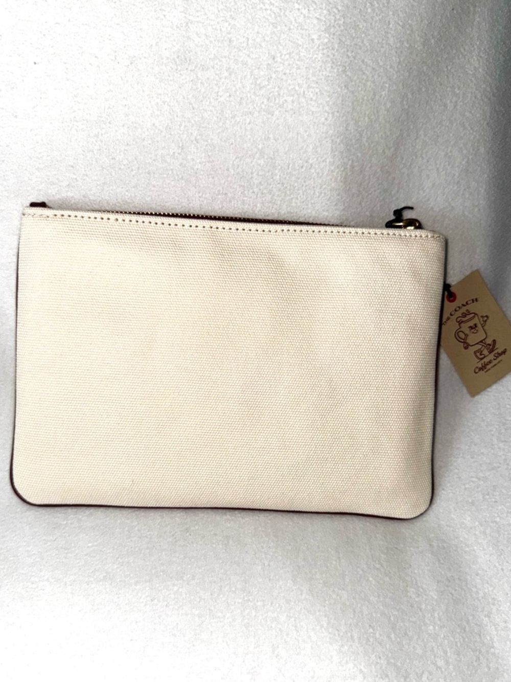 NEW COACH Coffee Shop Ltd. Edition Lil Miss Jo Ivory Canvas Turnlock Pouch NWT - Picture 3 of 14